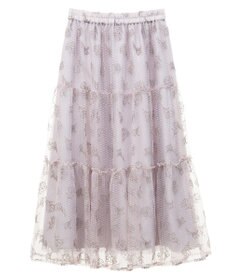 earth music&ecology フラワー刺繍チュールスカート