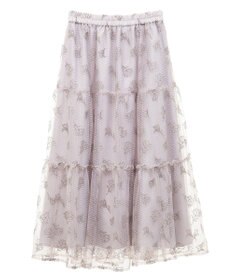 earth music&ecology フラワー刺繍チュールスカート