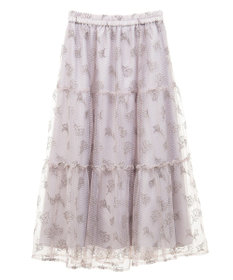 earth music&ecology フラワー刺繍チュールスカート