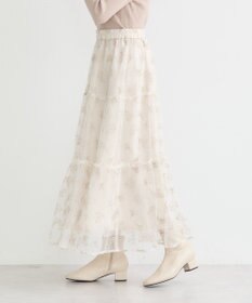 earth music&ecology フラワー刺繍チュールスカート