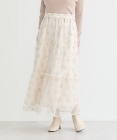earth music&ecology フラワー刺繍チュールスカート
