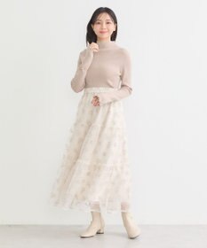 earth music&ecology フラワー刺繍チュールスカート