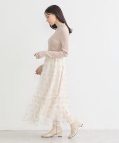 earth music&ecology フラワー刺繍チュールスカート