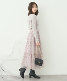 earth music&ecology フラワー刺繍チュールスカート