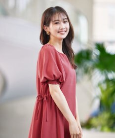 Tiaclasse 【洗える】バルーンスリーブサイドギャザーワンピース