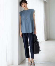 23区 L 【洗える】コンパクトヤーン フレアデザイン ノースリーブ カットソー