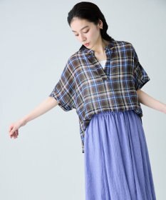 ANY シアーチェックスキッパーブラウス