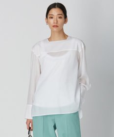 ICB 【洗える】テンセルコットンローン スクエアネックブラウス