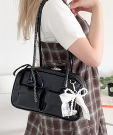 WEGO レイヤーリボンチャーム付きボストンバッグ