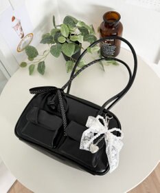 WEGO レイヤーリボンチャーム付きボストンバッグ