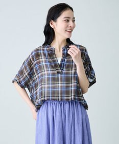 ANY シアーチェックスキッパーブラウス