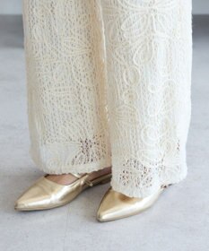 Green Parks コード刺繍　　レースイージーワイドパンツ