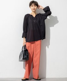 23区 S 【洗える】クリアトリコットジャージー ギャザーデザイン カットソー