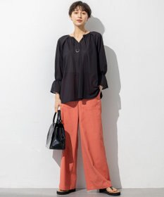 23区 L 【洗える】クリアトリコットジャージー ギャザーデザイン カットソー