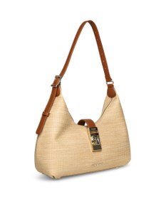 STEVE MADDEN BOVIE-S メタルアクセントラフィア調ショルダーバッグ