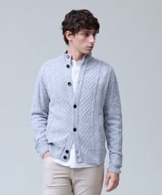 J.PRESS MEN ウール×カシミヤの上質素材【Cash Lamb's Wool】ハイネックケーブル カーディガン_25年モデル ライトグレー系