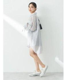 earth music&ecology 袖スリットリボンロングシャツ