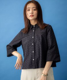 組曲 S エンブロイダリーレース襟付 ブラウス