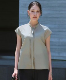 ICB 【新色追加・CLASSY.掲載】セシェシルキーローン フレンチスリーブボウタイブラウス セージ