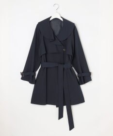 Feroux 【洗える】ラッフルカラーミドル丈 トレンチ