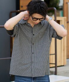 WEGO クロップドSSマイクロチェックシャツ