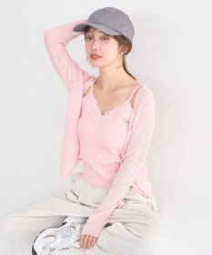 earth music&ecology レースリブキャミソール