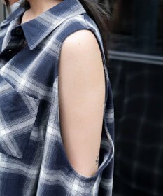 WEGO オープンショルダーチェックBIGシャツ