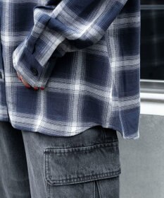 WEGO オープンショルダーチェックBIGシャツ