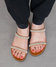INTER-CHAUSSURES 【ITALIAN SHOEMAKERS】ラインストーンダブルストラップサンダル
