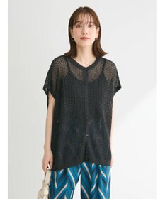 Green Parks 透かし柄ポンチョニットカーディガン