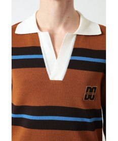 DAKS Vネックボーダーニットトップス