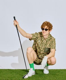 PW CIRCULUS 【MEN】ストライプカモフラ メッシュポケットシャツ ゴルフ