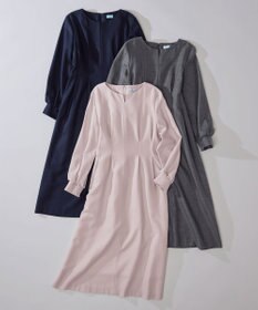 組曲 ウールジョーゼット スリットネックワンピース