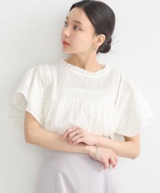 earth music&ecology フリルピンタック半袖ブラウス