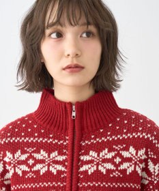 earth music&ecology ダブルzipノルディックカウチンニットカーディガン