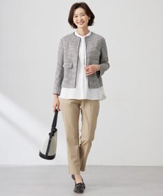 J.PRESS LADIES 【セットアップ対応・洗える】セルロースリネンストレッチ テーパード パンツ