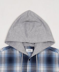 WEGO 【ユニセックス着用ITEM/MLサイズ展開】オンブレチェックフードシャツ（LS）