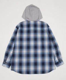 WEGO 【ユニセックス着用ITEM/MLサイズ展開】オンブレチェックフードシャツ（LS）