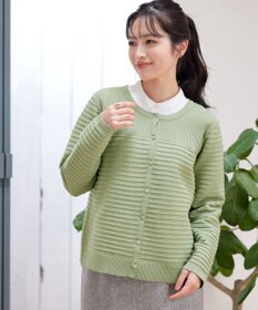 Tiaclasse 【洗える】ボーダー編みニットカーディガン
