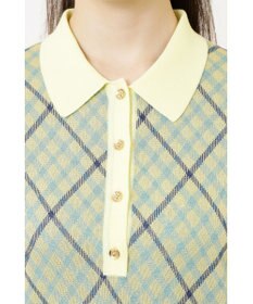 DAKS ジャカードチェックニットポロ