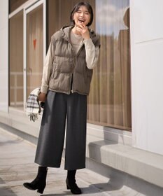 ANY 【洗濯機可/ウエストゴム】ライトツイードワイドパンツ