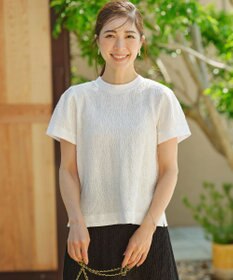 組曲 L 【WEB限定】ストレッチジャガード クロップドＴシャツ