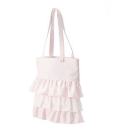 Maison de FLEUR サテンフロントフリルスクエアトートバッグ