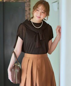 23区 L 【WEB&一部店舗限定カラーあり】シアードット フレンチスリーブ ニット ダークブラウン系