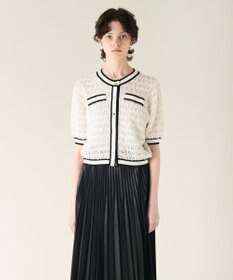 GRACE CONTINENTAL バイカラーシアーニットカーディガン