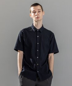 JOSEPH HOMME 新柄【ストレッチ】ハムサジャガードストレッチ　レギュラーカラー半袖シャツ ブラック系