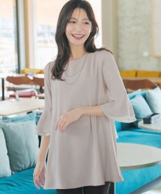 Tiaclasse 【新色追加】シフォンフレア袖チュニックブラウス