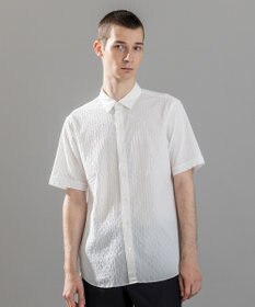 JOSEPH HOMME 新柄【ストレッチ】ハムサジャガードストレッチ　レギュラーカラー半袖シャツ ホワイト系