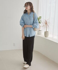 WEGO 【ANGIE VINTAGE】シアーデニムレギュラーカラーシャツ