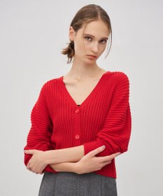 uncrave シアーストライプニット ドルマンカーディガン レッド